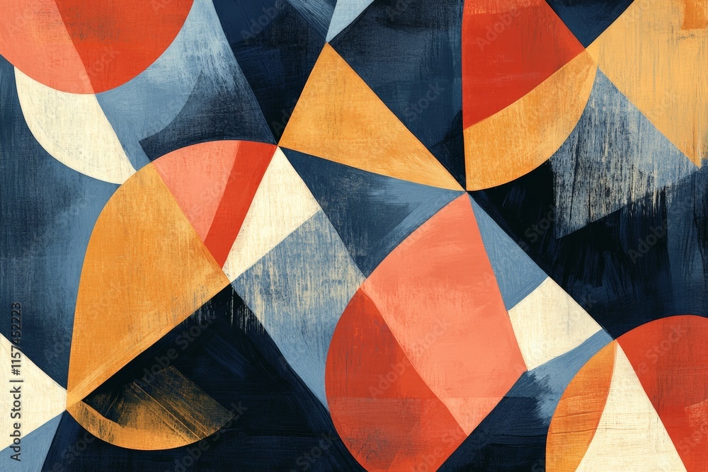 Aufkleber abstract geometric art in vibrant colors featuring overlapping shapes, creating a modern design suit