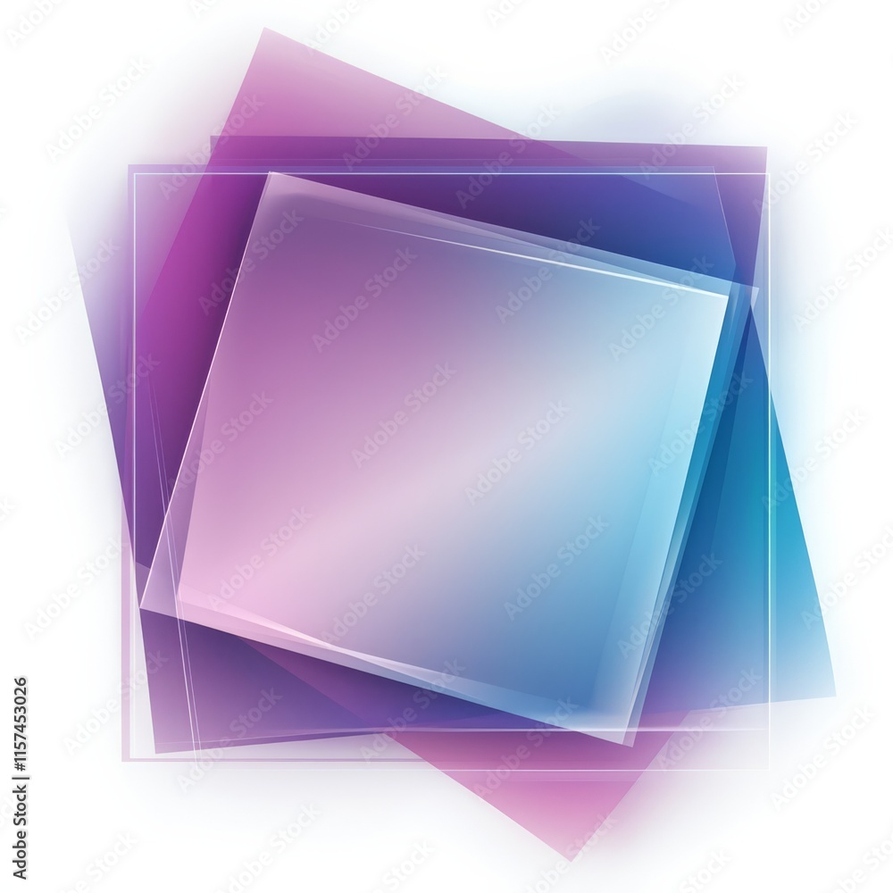 Poster abstract glass squares: a vibrant, modern design featuring overlapping translucent squares in shades