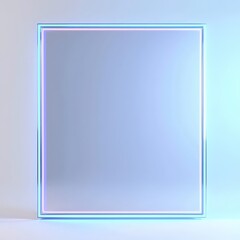 Geometric Glow: A minimalist, modern glass frame elegantly showcases a subtle, iridescent surface, the borders accentuated by a soft neon glow.