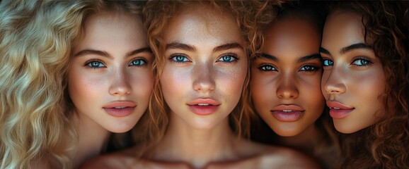 Fototapeta premium Diverse Group of Beautiful Women with Different Hair Colors and Complexions