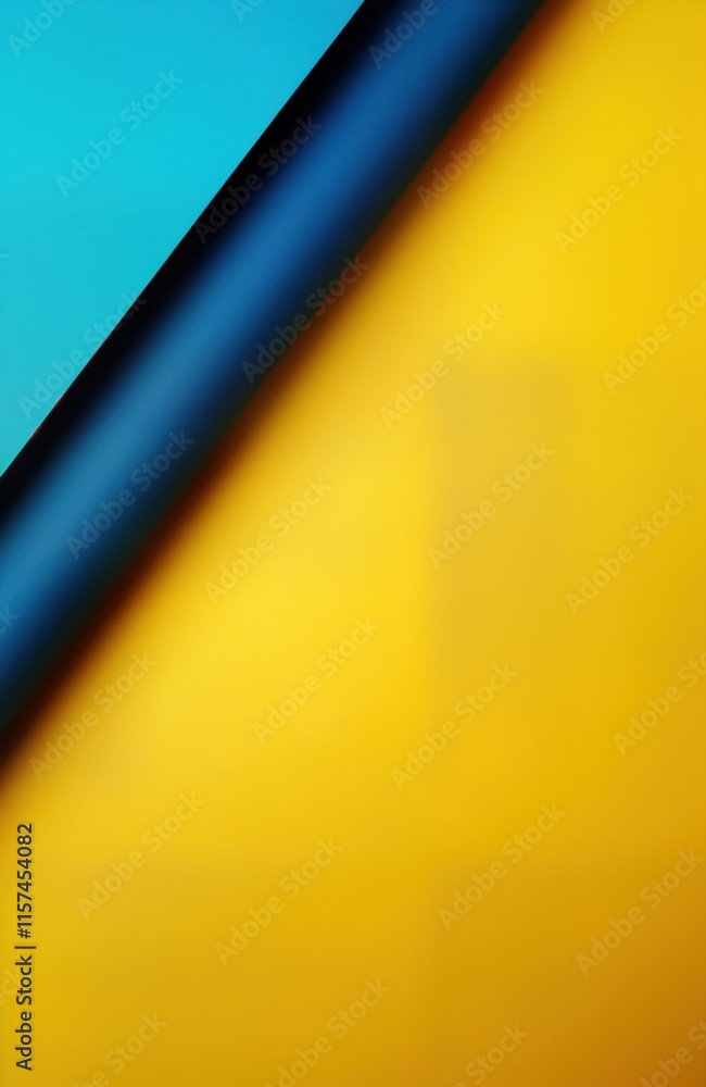 Aufkleber abstract geometric composition using blue, yellow paper. flat lay view overlapping shapes, colors. m