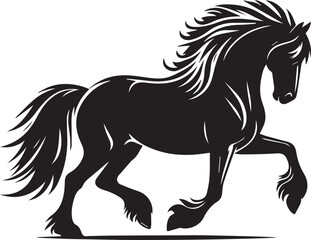 Black and white horse silhouette