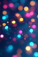 Bokeh Lights Background, Abstract Multicolored Defocused Circles, Festive Celebration Illumination.