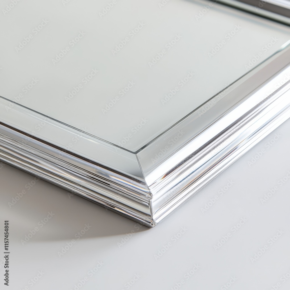 Poster elegant mirror: a close-up captures the clean lines and reflective surface of a contemporary mirror 
