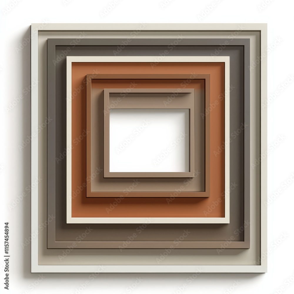 Poster geometric frame formation: a minimalist artistic composition featuring a square multi-layered frames