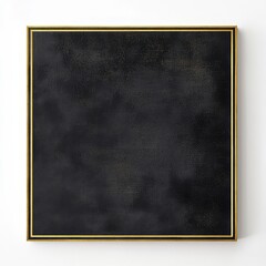 Dark Abstract Canvas Art: A square canvas, framed in gold, showcases a dark, textured abstract piece. 