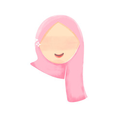 woman pink hijab islamic doodle