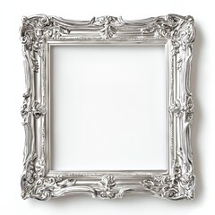 Silver Baroque Frame: An ornate silver picture frame with a Baroque design, perfect for adding a touch of elegance and vintage charm to your projects.