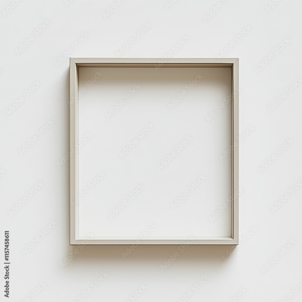 Poster minimalist frame: a simple yet elegant square picture frame in a subtle beige hue sits against a cle