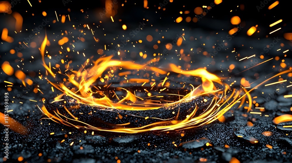 Aufkleber dynamic fire sparks in motion creating a swirling effect