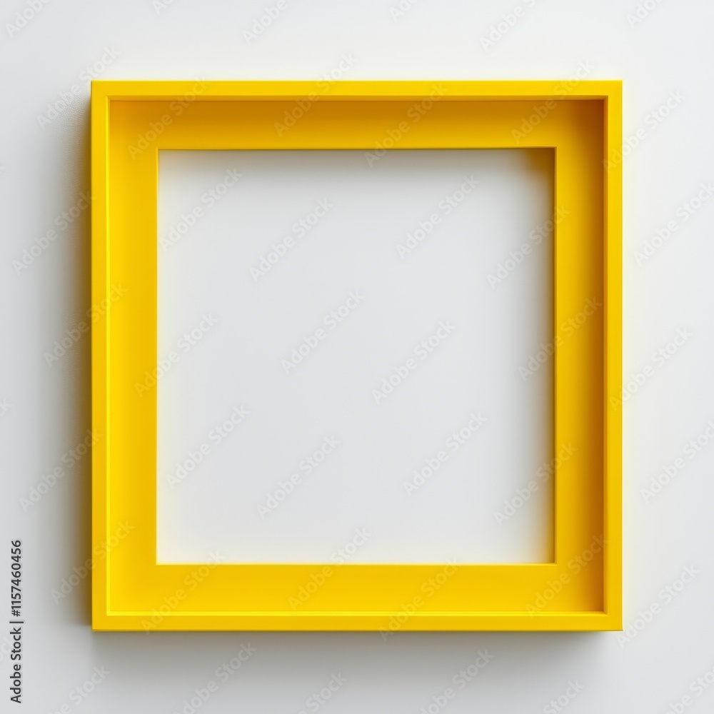 Poster a blank canvas of sunshine: a vibrant yellow picture frame stands out against a plain backdrop, crea