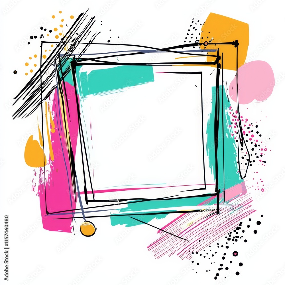 Poster abstract colorful frame: a vibrant and dynamic abstract frame with bold colors, brushstrokes, and li