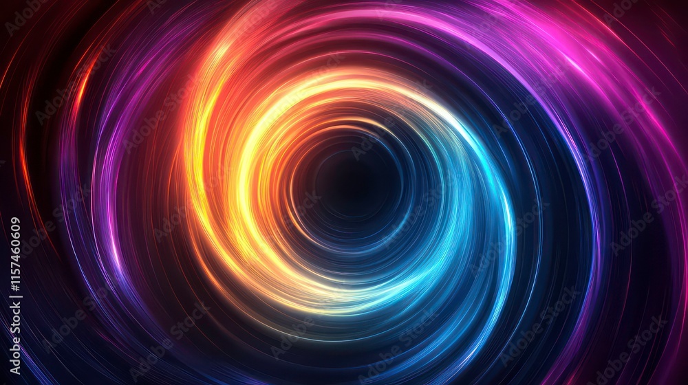 Poster luminous abstract circular tunnel. futuristic technological style with the effect of a sense of dept