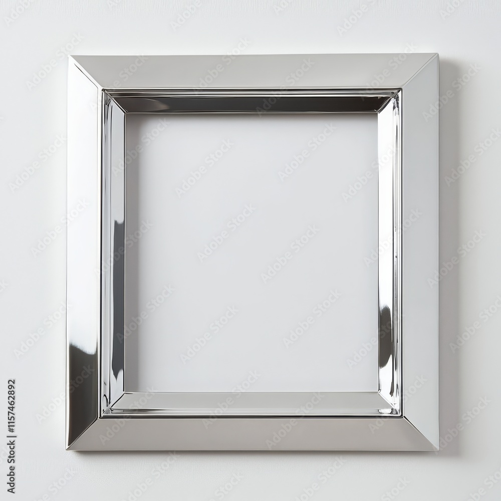 Poster elegant square metallic frame: an eye-level shot of a modern, metallic square frame, capturing its g