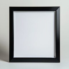 Framed Presentation: A simple, square, black picture frame, perfect for showcasing art, photography, or announcements, against a clean, neutral backdrop.