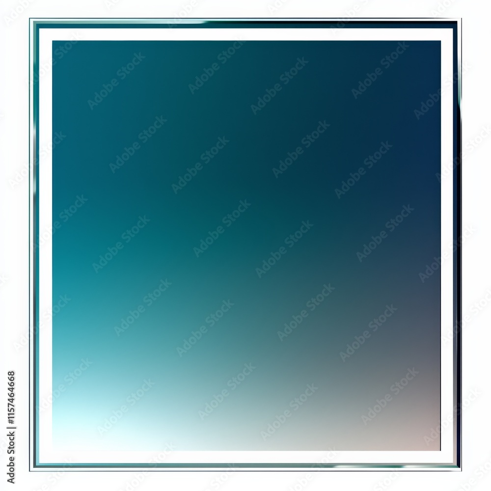 Poster teal gradient with silver frame: a minimalist design featuring a smooth teal gradient with a subtly 