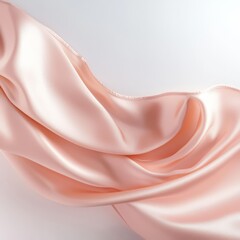 Peach Silk Drape: Luxurious and elegant, a soft peach silk fabric gracefully drapes and folds, creating a visually stunning image perfect for fashion, beauty, or luxury product advertising. 