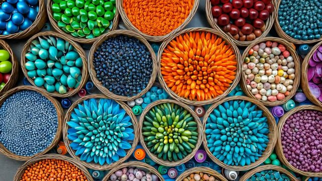 Colorful display of vibrant textiles and handcrafted items at a local market in Mexico during the afternoon