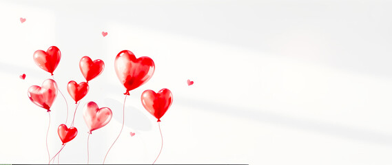 Valentine's Day 2025: Romantic Dinner of Love and Intimacy, Capturing Cherished Memories with a Heartfelt Date and Card. Delicate Watercolor Painting of Floating Heart Balloons Design