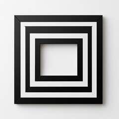 Fototapeta premium Black and White Square Frame: A minimalist geometric design with a square frame, showcasing a simple yet elegant black and white contrast. This image offers a clean and modern aesthetic. 