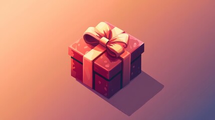 Fototapeta premium Colorful gift box with a ribbon illustrated in a modern style, perfect for celebrations, holidays, and special occasions, conveying joy and surprise with a vibrant background.