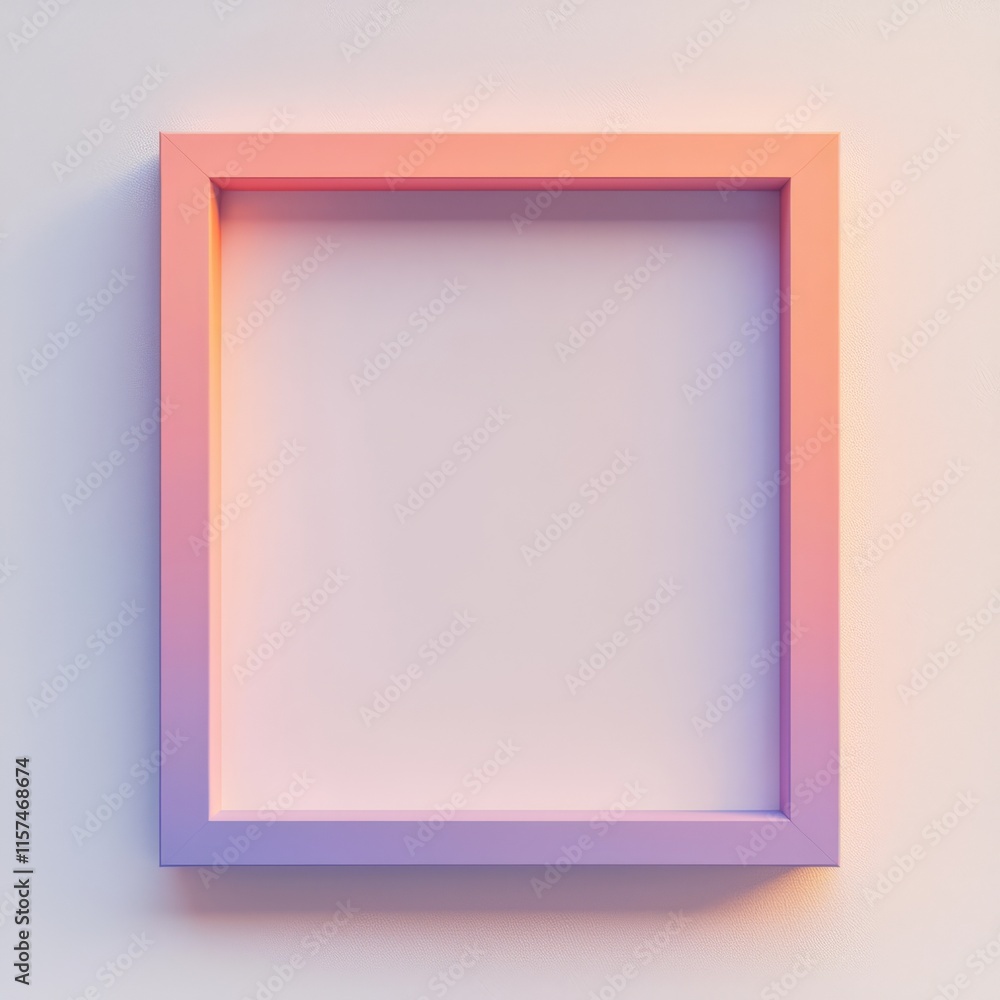 Poster a frame of colorful perspective: a minimalist square frame in gradient pastel hues casts a subtle sh