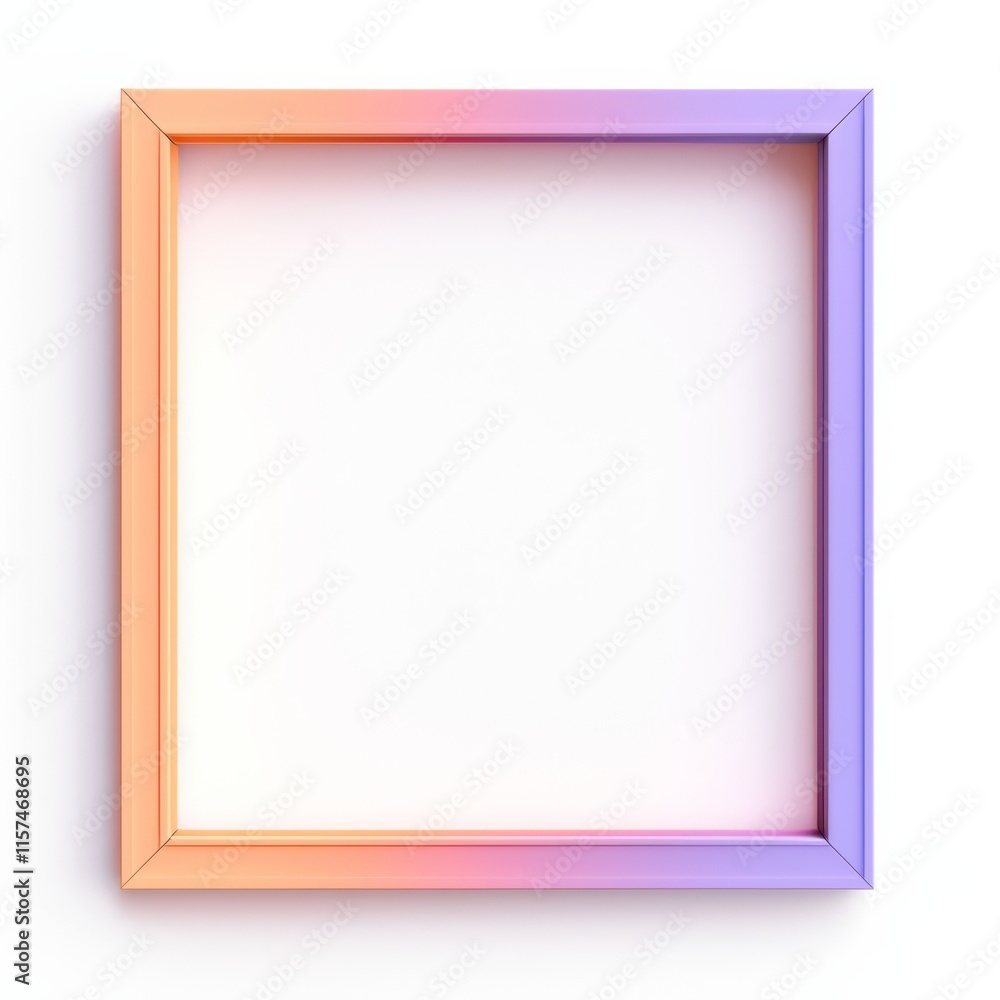 Poster frame's spectrum: a captivating square frame with a smooth gradient of colors from orange to pink to