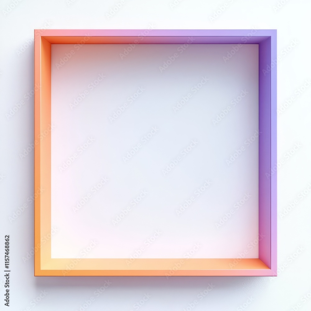 Poster geometric gradient: an eye-level perspective highlights a vibrant square frame with a gradient color