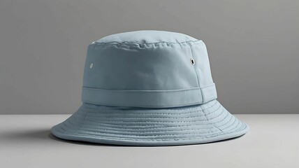 Fototapeta premium Light Blue Bucket Hat Against a Neutral Background