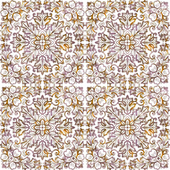 Seamless pattern with stylized ethnic pattern. Hand-drawn illustration.