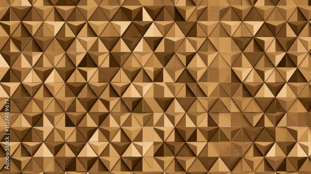 Poster A textured pattern of wooden triangles in various shades of brown, creating a geometric and natural design.