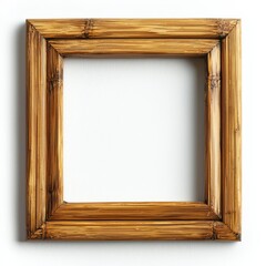 Bamboo Frame Mockup: A rustic, square bamboo frame provides a natural, minimalist backdrop for your design or artwork. The warm tones of the bamboo create a calming and inviting aesthetic.