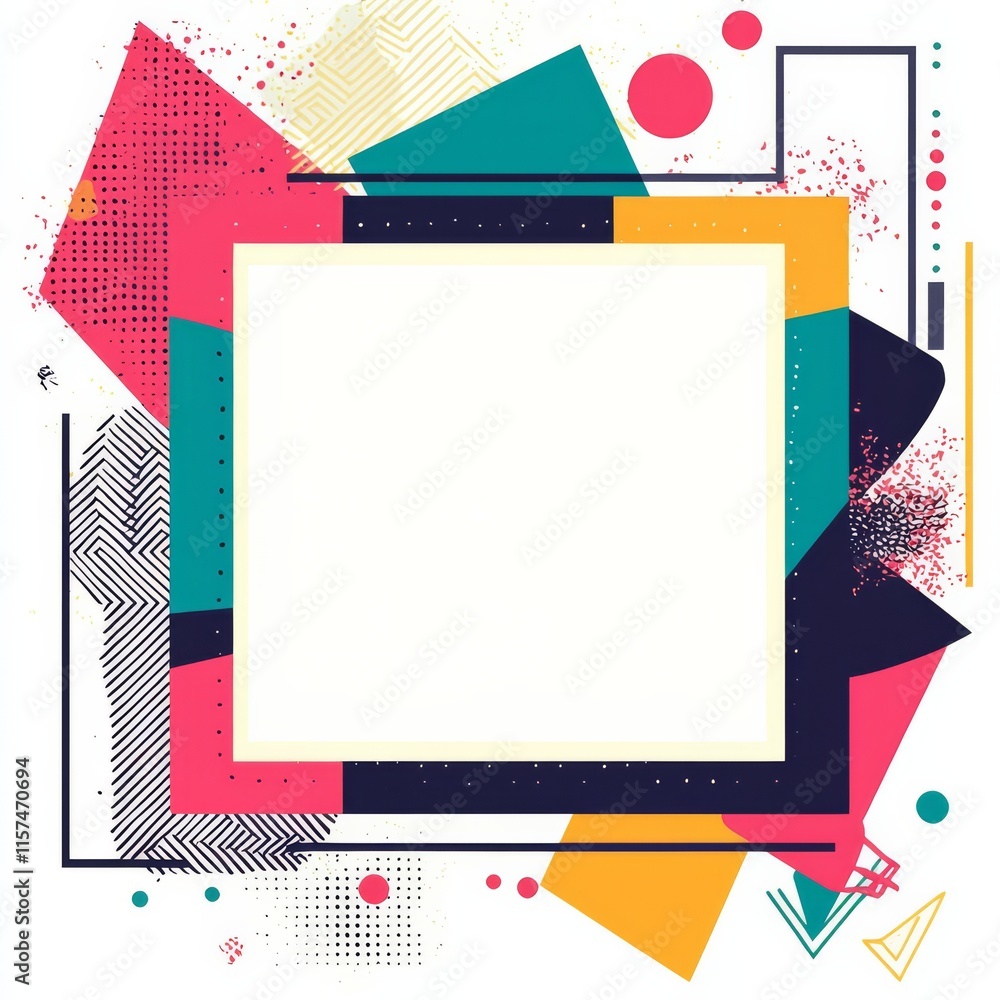 Poster geometric abstract frame: vibrant and modern, a bold geometric abstract background featuring a white
