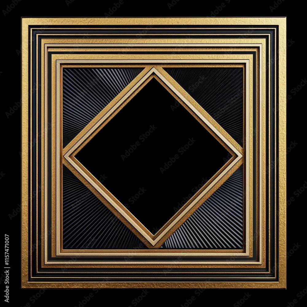 Poster golden frame: a sophisticated and minimalist design, featuring a series of square frames within a fr