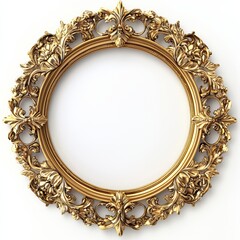 Ornate Gold Frame: An elegant, circular gold frame with intricate carvings and flourishes, perfect for adding a touch of vintage luxury to your designs. Ideal for showcasing artwork, portraits.