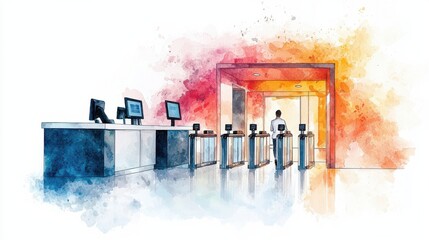 Modern Security Checkpoint in Abstract Style