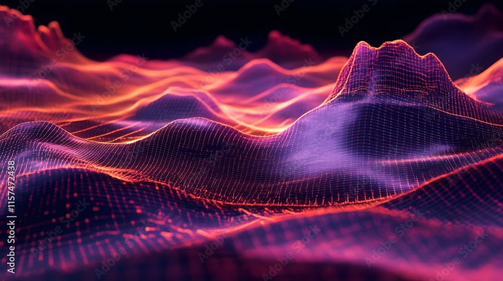Poster dynamic digital landscape visualization abstract environment 3d graphics futuristic design high-tech