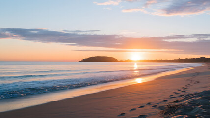 Fototapeta premium A photo of a serene sunrise scene at a beach.