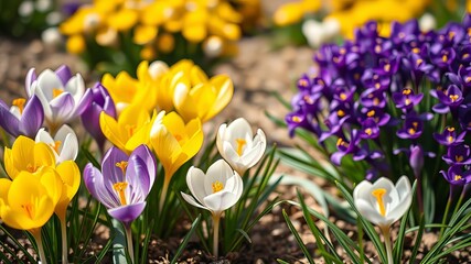 Blooming Crocus Banner - Spring Flowers for Cards & Posters