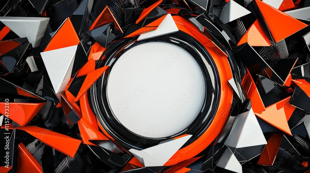 Poster abstract geometric vortex: a dynamic and captivating composition featuring a swirling vortex of blac