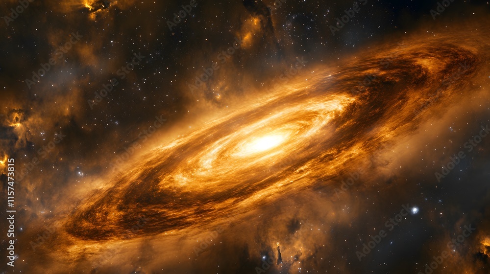 Poster exploring celestial phenomena outer space digital art cosmic environment wide angle galactic concept