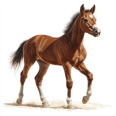 Obraz premium a horse foal isolated on a plain white backdrop.