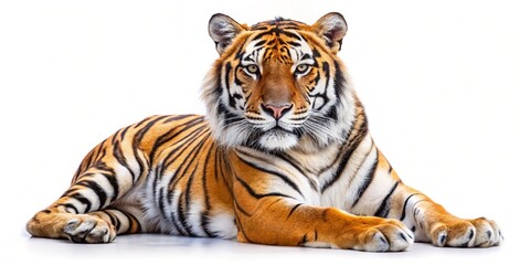 Obraz premium Tiger isolated on white background, wild animal.