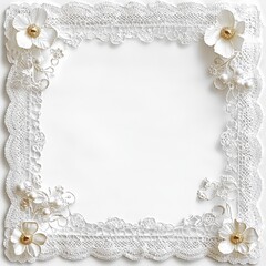 Delicate Lace Frame: A delicate lace frame adorned with white flowers and pearls creates a romantic and vintage aesthetic. Perfect for adding elegance and sophistication to your designs. 