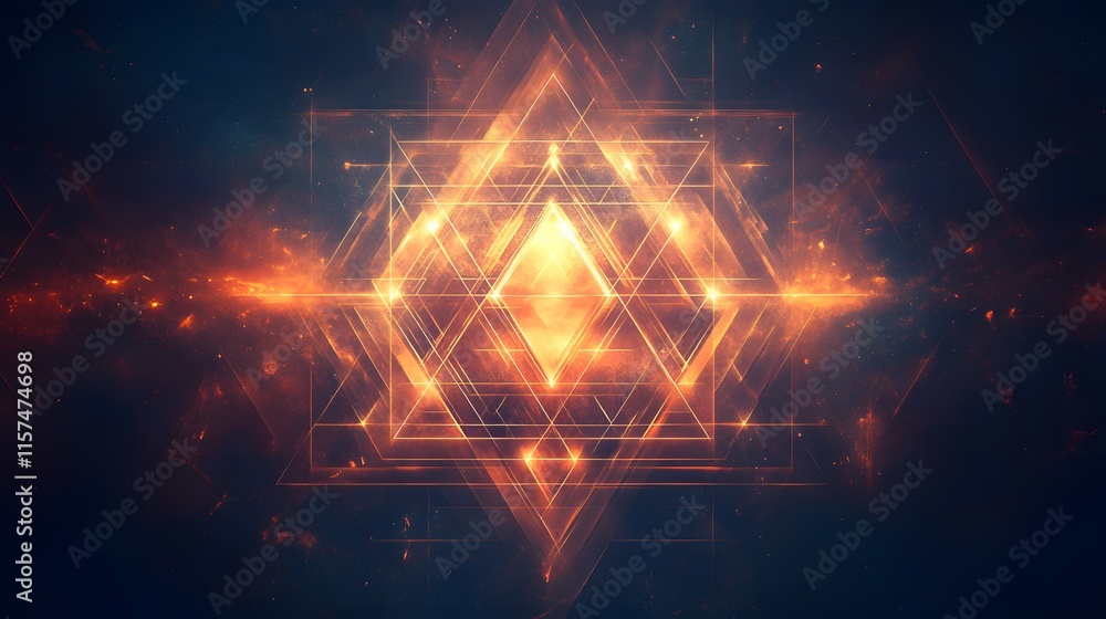 Poster dynamic geometric patterns digital art abstract design vibrant colors high-contrast environment mode