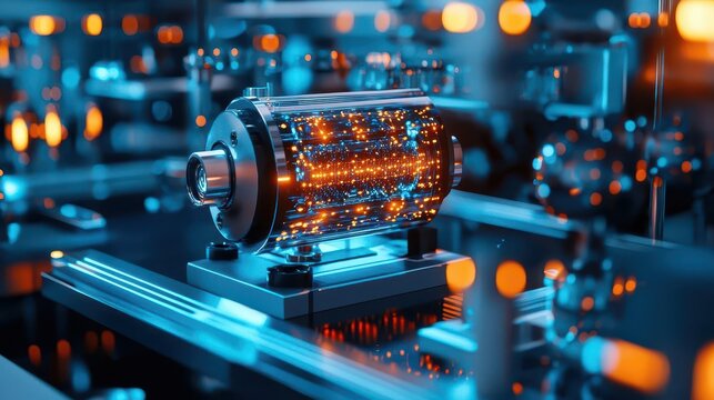 Closeup of the quantum annealer, optimizing complex problems using quantum mechanics