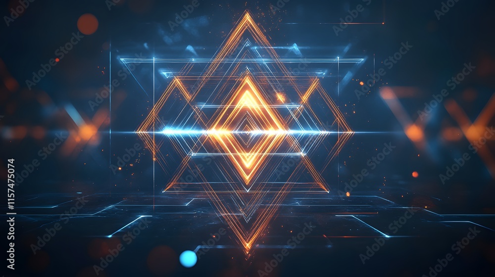 Poster dynamic geometric animation virtual environment digital art abstract design futuristic viewpoint