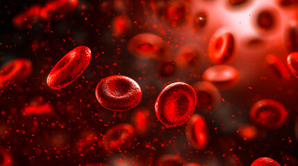 A scientific visualization of red blood cells, representing health, biology, and the study of the human circulatory system.