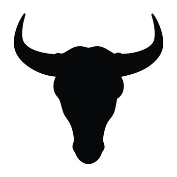 Cow skull silhouette icon and vector illustration Design