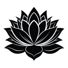 Cute lotus flower silhouette Vector and illustration Design